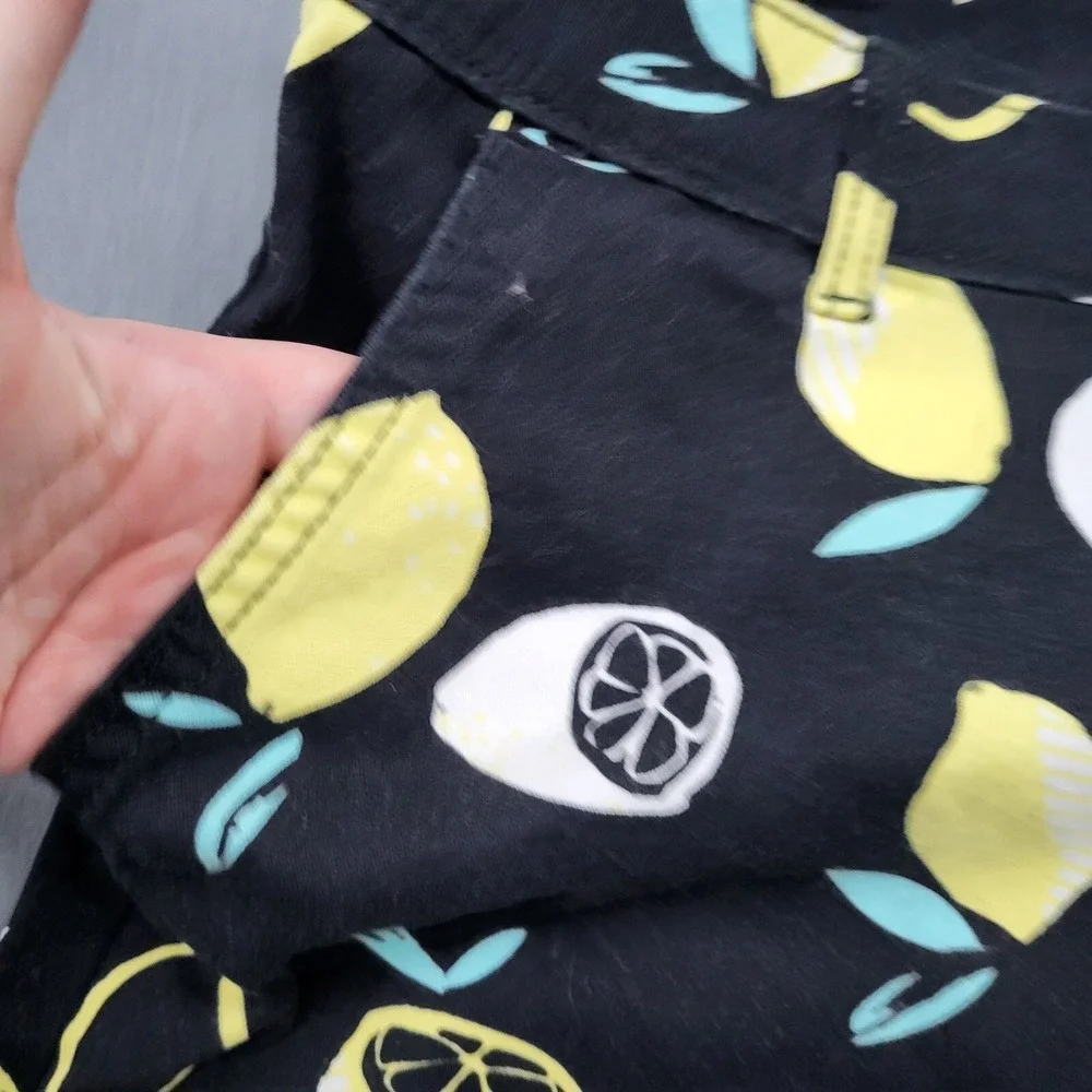ana‎ A New Approach Women Black Lemon Print Twill Shorts Size 16 Fruit Summer